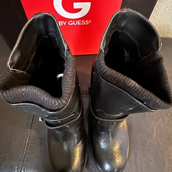 Black Faux Leather Ankle Boots G by Guess Sz 5.5 - Picture 12 of 14